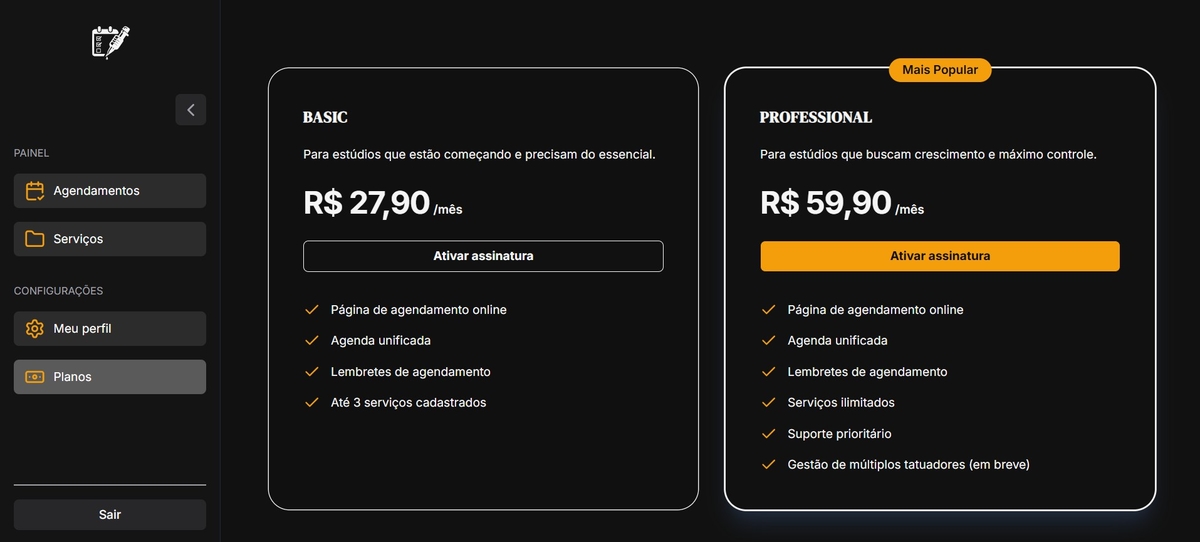 Escolha o melhor plano para o seu estúdio