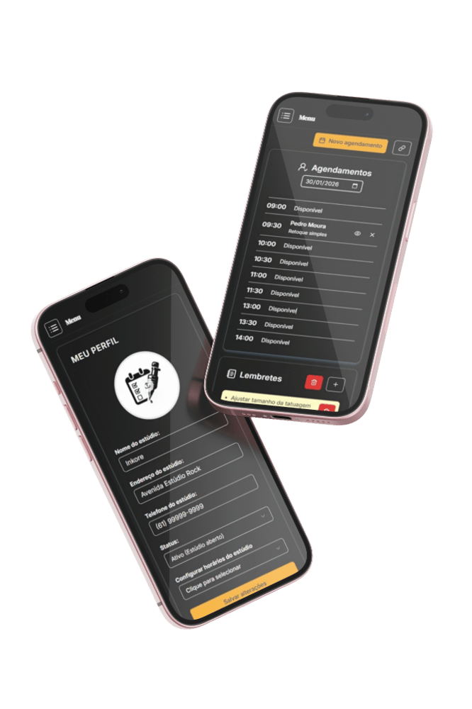 Dashboard do Inktime em um iPhone